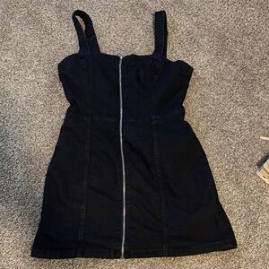 H&M Black Mini Dress with Front Zipper
